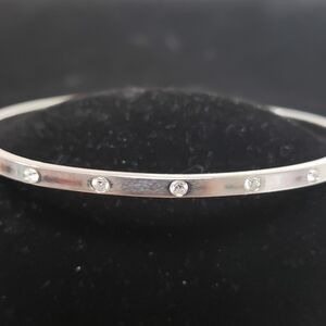 Michael Kors Silver Tone Bracelet With 5 Rhinestones Cuff 6.75 Boho Whimsy Goth